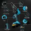 Brushless Mini Chainsaw Cordless, 6 Inch Electric Handheld Chain Saw with 2 Batteries & Auto Oiler, Battery Powered Gardening Tool for Wood/Tree Cutting, New Year Gifts for Dad Men Husband