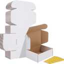 HORLIMER 8x6x3 inches Shipping Boxes Set of 25, White Corrugated Cardboard Box Literature Mailer, 25 Stickers Included