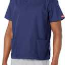 Dickies Women's EDS Signature Scrubs 86706 Missy Fit V-Neck Top, Navy, Large