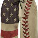 Mens American Flag Swim Trunks with Compression Liner 5 Inch Inseam 4th of July Patriotic Bathing Suit Board Shorts (XXL)