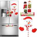 4 Pieces Christmas Refrigerator Handle Covers and Snowman Refrigerator Magnets Snowman Fridge Door Handle Covers Christmas Magnet Stickers for Kitchen Refrigerator Microwave Oven Dishwasher Decor