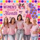 MotiMind 91 Pcs Womens History Month Bulletin Board Decorations for Classroom, International Women's Day Banner Backdrop with Paper Blooms for School Chalkboard Wall Party March 8th Decorations