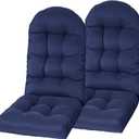 Adirondack Chair Cushion, Rocking Cushions 44x19.4x4 inch, High Back Patio Recliner Cushion of Upper and Lower with Ties, Sunscreen and Fade-Resistant Gray, Navy, 2 Pack