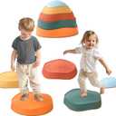 Balance Stepping Stones for Kids 5pcs Non-Slip River Stones Obstacle Course Play Indoor and Outdoor Coordination Game Sensory Toys Toddler Ages 3 4 5 6 7 8+ (Classic)