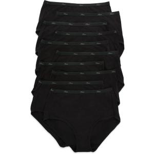 Hanes Women's Underwear Briefs Pack, 10-Pack, Cotton Panties for Women, Moisture-Wicking, Full Coverage (7, All Black)
