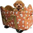 Cullaby Dog Center Console Car Seat  Small Dog Booster Seat, Portable Armrest Car Travel with Anti-Collapse Design, Washable Fluffy Cushion & Pillow, Up to 15 lbs (Coffee Color)