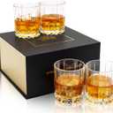 KANARS Crystal Whiskey Glasses, Set of 4 Premium Rocks Glasses in Elegant Gift Box, 10 Oz Old Fashioned Glass Tumblers for Bourbon, Scotch Whisky, Cocktails, Cognac, Liquor Drinking