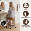 FIRAVOE Rolling Stool Adjustable Height (300lbs Capacity) (Sturdy Aluminum Base) Swivel Massage Stool with Wheels (Camel Brown)