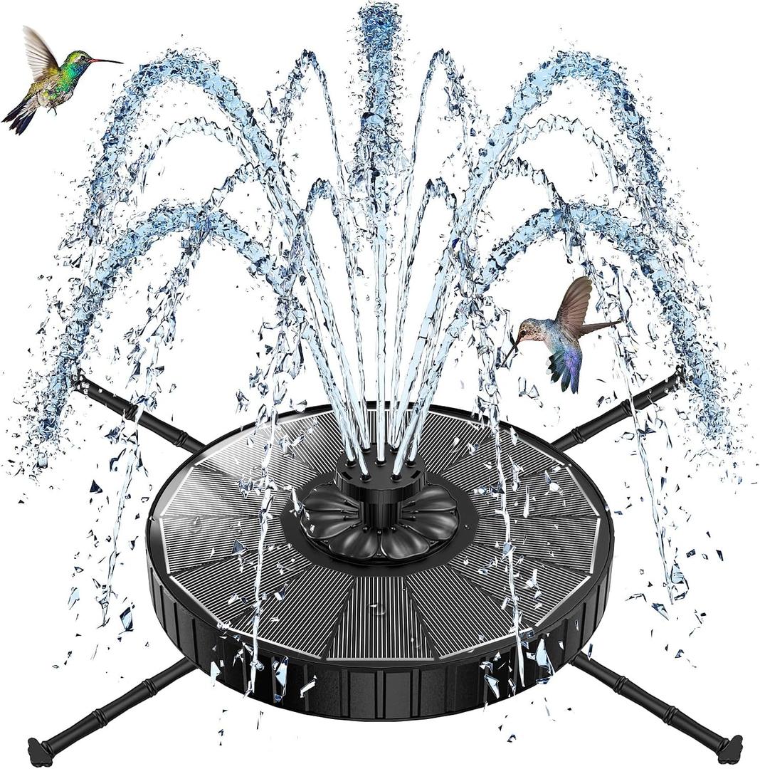 SZMP Solar Fountain with 3 Spray Height, 3.5W Glass Solar Bird Bath Fountain with 4 Adjustable Fixed Rods, and 7 Nozzles, Outdoor Solar Water Fountain Pump for Bird Bath, Garden, Pool, Pond