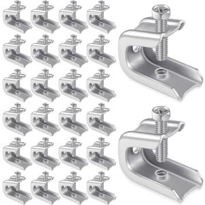 Hicarer 25 Pcs 1/4" x 20 Beam Clamp Heavy Duty Steel, Zinc Plated C-clamp Fastener for I-beams and Strut Channels, Secure Conduit & Pipe Hanging Support