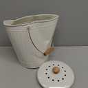 TreaHome 1.7 Gallon Kitchen Compost Bin, Indoor Countertop Compost Bin with Lid, 100% Rust Proof Compost Bucket with NonSmell Charcoal Filters (White)