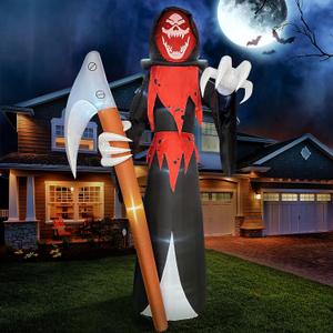 Joiedomi 12 ft Tall Halloween Inflatable Outdoor Decoration, Blow Up Yard Decorations, Grim Reaper Halloween Decor Inflatables with LED for Scary Outside Decor