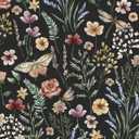 Orainege Vintage Floral Wallpaper Peel and Stick Wallpaper Boho Floral Contact Paper 16.9in x 118.1in Self Adhesive Wall Paper for Bedroom Cabinets Decor Removable,Black