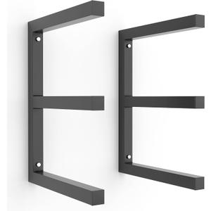 Ultrawall Lumber Storage Rack Wall Mount Wood Storage Racks, Metal Wood Organizer Racks for Shed, Workshop, Garage, Holds Up 220 LBS Per Level (Pack of 2, Black)