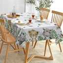 Jungle Safari Animals Rectangle Tablecloth 60 x 84 Inches, Tropical Wild Palm Leaves Decorative Dining Table Cloth, Botanical Dinner Tablecover Kids Baby Shower Birthday Party Picnic Decoration