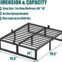 Yitong Angel King Bed Frame, 14 Inch High 3500 lbs Metal Platform, Mattress Foundation with Steel Slat Support/No Box Spring Needed/Noise Free/Non-Slip/Easy Assembly
