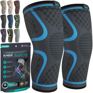 Modvel Compression Knee Brace for Women & Men - 2 Pack Knee Brace for Women Running Knee Pain, Knee Support Compression Sleeve, Workout Sports Knee Braces for Meniscus Tear ACL & Arthritis Pain Relief (XXX-Large, Blue)