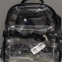 Mini Clear Backpack,Stadium Approved Clear Bag with Front Accessory Pocket, Heavy Duty See Through Backpack for Festivals, Concerts,Sporting Events (Medium Black)