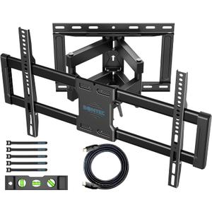 BONTEC Full Motion TV Wall Mount for 37-85 Inch TVs Fits 16" Studs, Swivel & Tilt Mount Extendable Double Arm Hold up to 132lbs, Wall Mount Television Bracket Max VESA 600x400mm