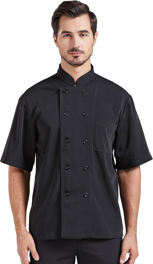 Nanxson Unisex Chef Coat Kitchen Short/Short Sleeve Chef Jacket for Men and Women CFM0001 Black Small
