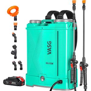 Battery Powered Backpack Sprayer 4 Gallon, 21V 2.6Ah Electric Pump Sprayer with 6 Nozzles, Telescopic Wand for Garden Weed Lawn Yard Clean