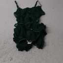 Avidlove Rave Outfits for Women Festival Sexy Lingerie Bodysuit Buckle Shrug Crop Top Set Green M
