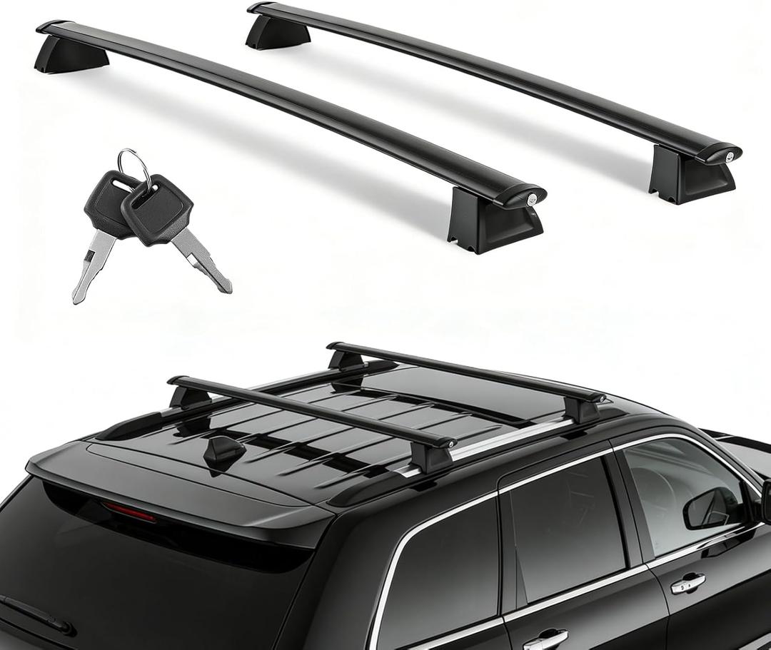 Heavy Duty Lockable Roof Rack Cross Bars Compatible with Jeep Grand Cherokee 2011-2021 (with Grooved Side Rails), Aluminum Crossbars w/Locks Rooftop Cargo Bag Kayak Luggage