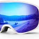 Kids Ski Goggles for Boys Girls Aged 3-14, 100% UV Protection OTG Ski Goggles (A09-white/Blue)