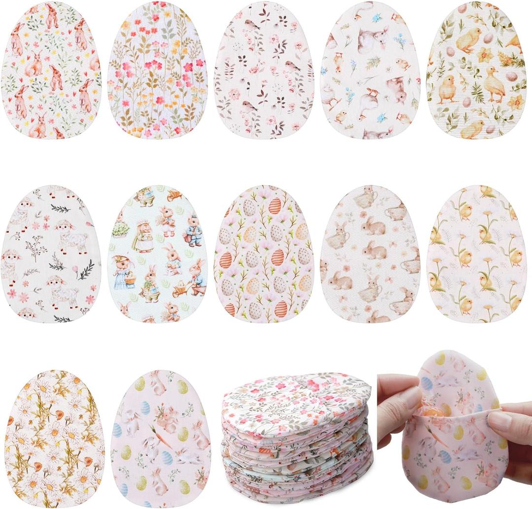 SmoothNovelty 36 Pcs Fillable Fabric Easter Eggs Colorful Reusable Cloth Egg Shaped Container for Easter Hunt Filling Treats Candy, Party Favor, Basket Stuffers, Prize Supplies (Rustic)