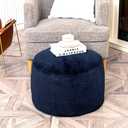 Asuprui Pouf Ottoman Unstuffed Ottoman Foot Rest No Filler Foot Stool 20x20x12 Inches Fuzzy Chair Floor Pouf Chair with Storage for Living Room Bedroom Navy Blue