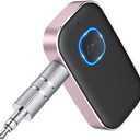 COMSOON Bluetooth AUX Adapter for Car, Noise Reduction Bluetooth Receiver for Music/Hands-Free Calls, Wireless Audio Receiver for Home Stereo/Speaker, 16H Battery Life/Dual Connect (Black+Pink)