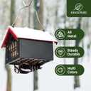 Kingsyard Double Upside Down Suet Feeder with Weatherproof Roof, All Metal Suet Feeders for Outdoors Hanging, Great for Downy Woodpecker Nuthatch Chickadee, Red
