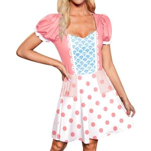 For G and PL Women Halloween Flare Role Play Tunic Bopep Dress Aline Party Holiday Cosplay Costume Pastel Pink L
