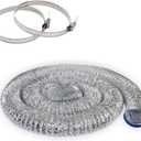 Dryer Vent Hose 4 Inch x 25FT - Flexible Aluminum Dryer Hose with 2 Clamps - Heavy-Duty 6-Layer Dryer Vent Hose for Tight Spaces, HVAC, Bathroom, and Kitchen Exhaust Ventilation