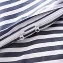 JELLYMONI 100% Natural Cotton 2pcs Striped Duvet Cover Sets,White Duvet Cover with Navy Blue Stripes Pattern Printed Comforter Cover,with Zipper Closure & Corner Ties, for Kids, Boys(Twin Size)