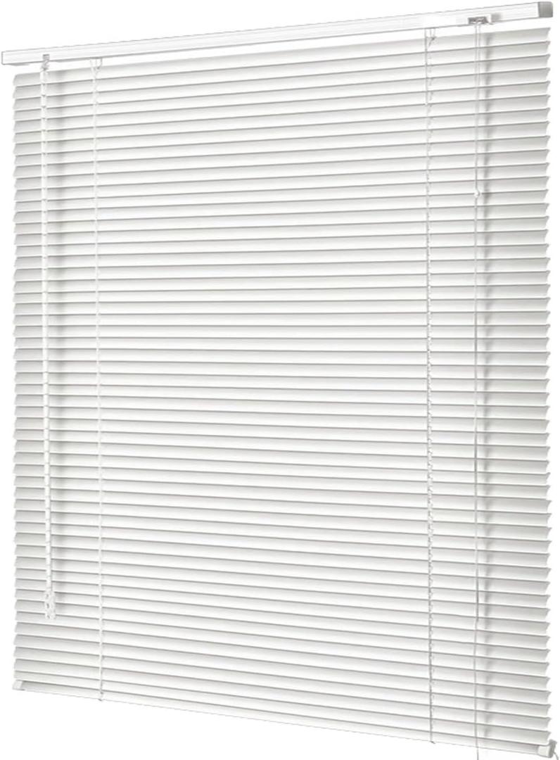 Aluminum Mini Blinds 1 Inch Metal Slat Darkening Venetian Blind Horizontal Window Shades for Office Home Windows Custom Size Cordless Blinds(White)