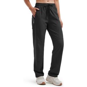 Libin Women's Hiking Pants Lightweight Quick Dry Cargo Pants Casual Safari Work Travel Outdoor Clothes (Medium, Black)
