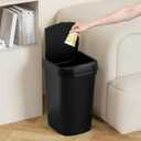 KSSKSS 3 Pack Bathroom Small Trash Can with Lid, 2.6 Gallon Slim Garbage Bin with Pop-Up Lid, 10L Plastic Wastebasket for Bedroom, Office, Kitchen, Toilet (Black)