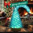 Crooked Sea Glass Christmas Tree with LED Lights - Handcrafted Whimsical Mini Blue Christmas Tree, Ideal for Christmas, New Year, Coastal Holiday Decor & Gifts, Versatile Home Decor (10in)