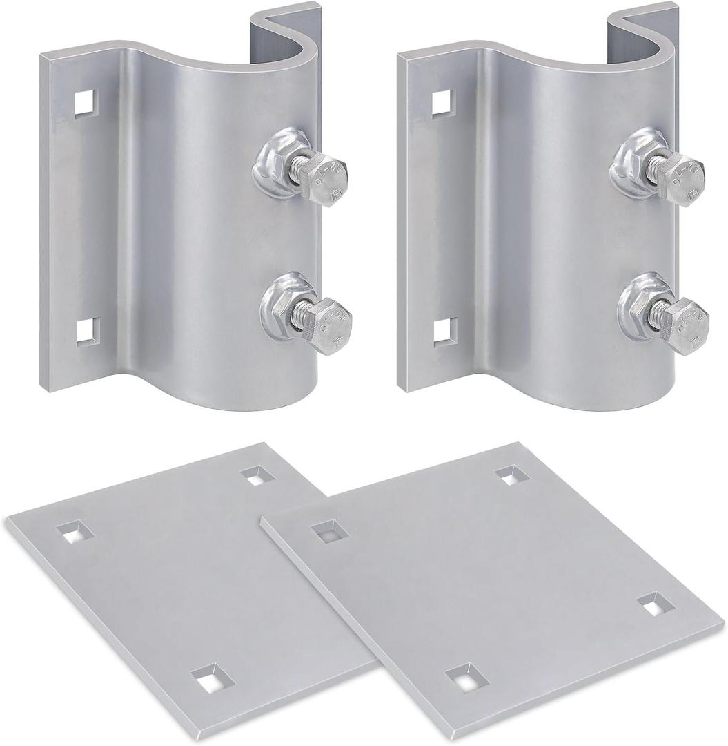 Dock Brackets Hardware,Dock Post Hardware,Stationary Dock Side Leg Pipe Holder Sleeve Pole Bracket,Heavy Duty, Includes 2 Pipe Brackets + 2 Backer Plate + Carriage Bolts
