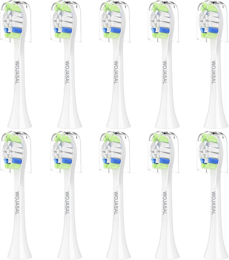 Replacement Toothbrush Brush Heads Compatible with Philips Sonicare Electric Toothbrushes with Click-on System Dupont Bristles for Optimal Plaque Remove, Pack of 10, White