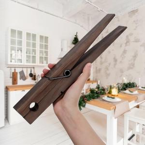 12 Inches Giant Clothespin with Adhesive Jumbo Wooden Clothespins Large Clothes Pin Towel Holder Wooden Clothes Clips Gift for DIY Craft Winter Spring Christmas Farmhouse Nursery Bathroom Laundry Room