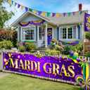 4 x Mardi Gras Banner 78x17 Inch Mardi Gras Decorations Purple Gold Party Hanging Banner Sign for Carnival Party Indoor Outside Decor