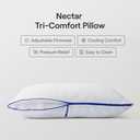 Nectar Tri-Comfort Cooling King Pillow - Adjustable Support & Firmness - Cooling Cover - Pressure Relief - Helps Reduce Neck Pain - Premium Memory Foam & Microfiber Down Alternative