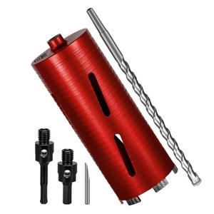 SALI Diamond Core Drill Bits 4" Diameter 10"/254mm Drilling Depth 5/8-11" Thread Core Bit Turbo Laser-Welded Segments for Cured Concrete with Brick Block Masonry with Two AdaptersRed