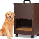Automatic Dog Feeder Large Breed 45 Pounds, Galvanized Metal Dog Food Gravity Feeder Extra Large Automatic Pet Feeder, Easy to Move with Wheels