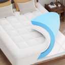 Dual Layer Memory Foam Mattress Topper - AprLeaf 3 Inch Pillow Top Mattress Topper, 2 Inch Cooling Gel Memory Foam and 1 Inch Pillow-Top Cover for Medium Support Relief Back Pain (Full, White)