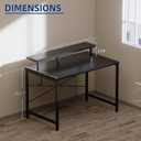 Pamray 32 Inch Small Computer Desk with Monitor Stand, Simple Office Desk with Headphone Hook for Small Spaces, Kids Study Writing Table for Bedroom, Marble