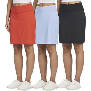 Real Essentials 3 Pack: Women's 20" Golf Skirts Knee Length Skorts Athletic Long Active Casual Pockets Size 2XL