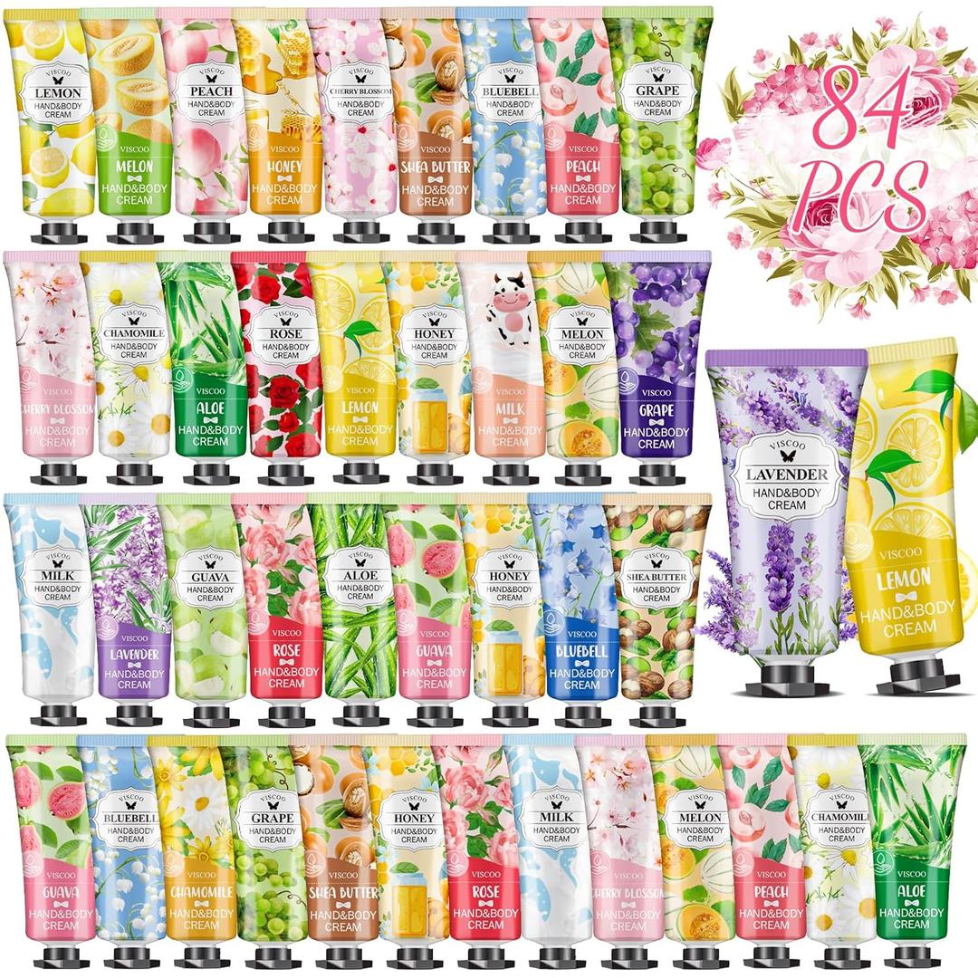 84 Pack Hand Cream Gifts Set for Women, Valentines Day Gifts for Her, Birthday Gifts for Women, Teacher Appreciation, Mini Moisturizing Hand Lotion Travel Size in Bulk for Dry Cracked Hands